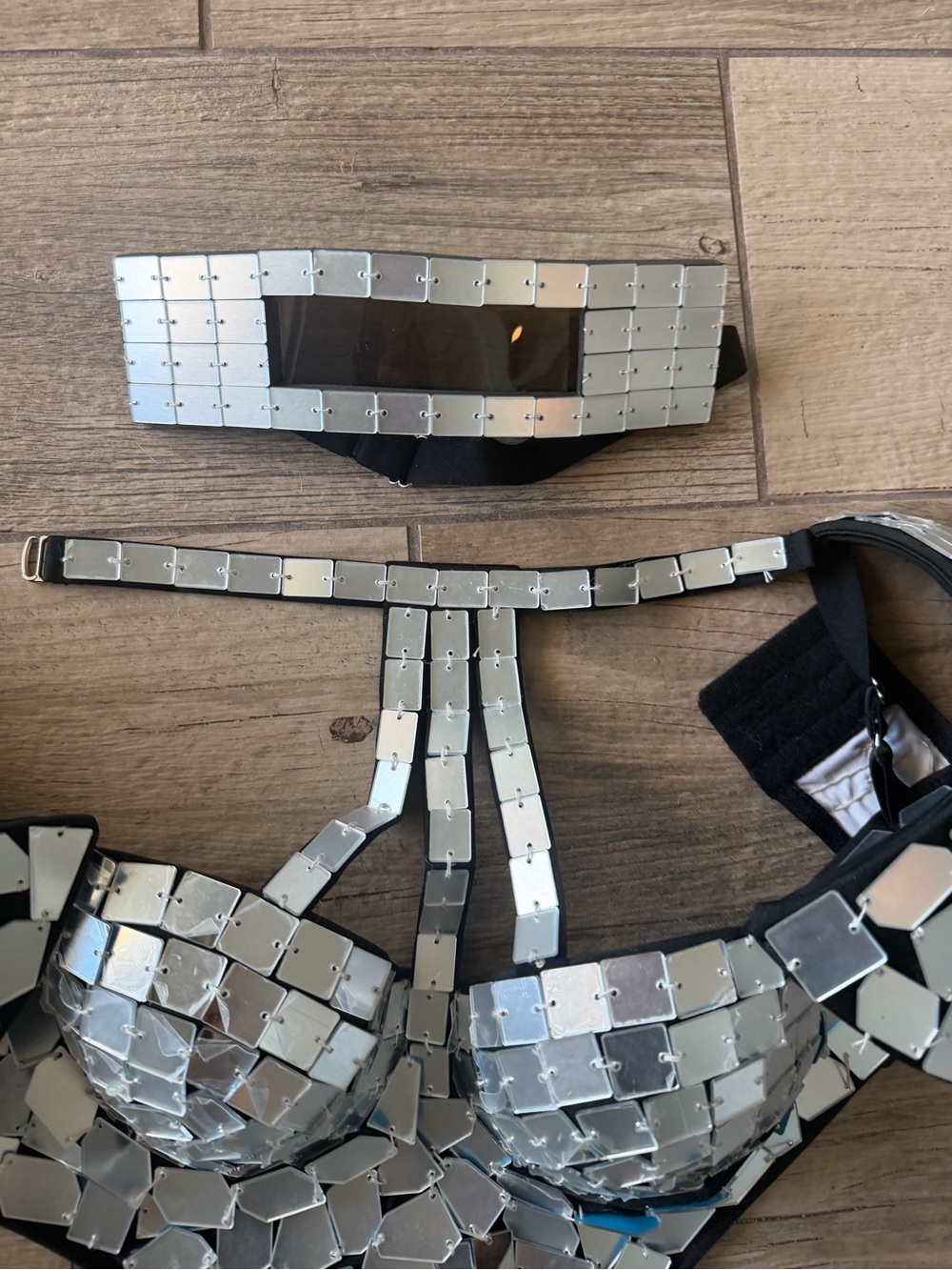 Silver Mosaic Mirror One-Piece Bodysuit - Picture 3 of 6